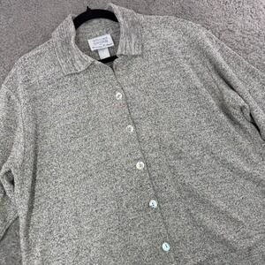 Stephanie Schuster Princess Knitwear Grey Marled Button Up Cardigan Sweater M